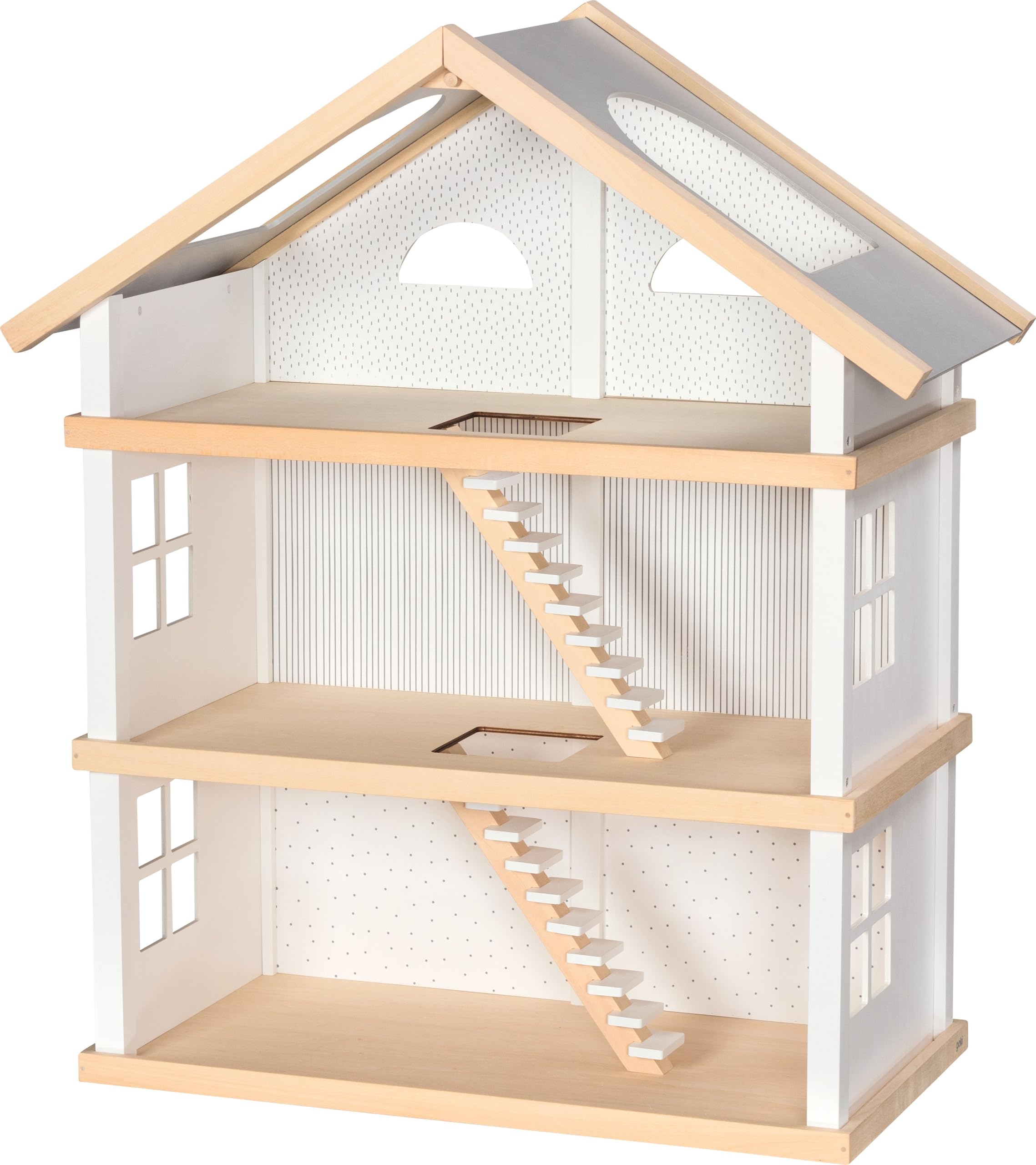 goki 6647 - Puppenhaus Set Lifestyle XL, 72 Teile aus Holz & Textil, Möbelset mit Zubehör, Biegepuppenfamilie, Küche, Badezimmer, Schlafzimmer, Wohnzimmer, 65 x 35 x 88cm, ab 3 Jahre