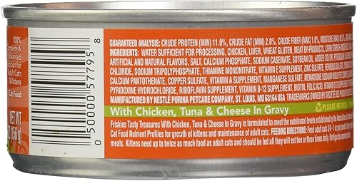Miniatura 3 de Friskies Alimento enlatado Tasty Treasures para gatos, pollo, atún y queso, 5.5 onzas, 1 paquete