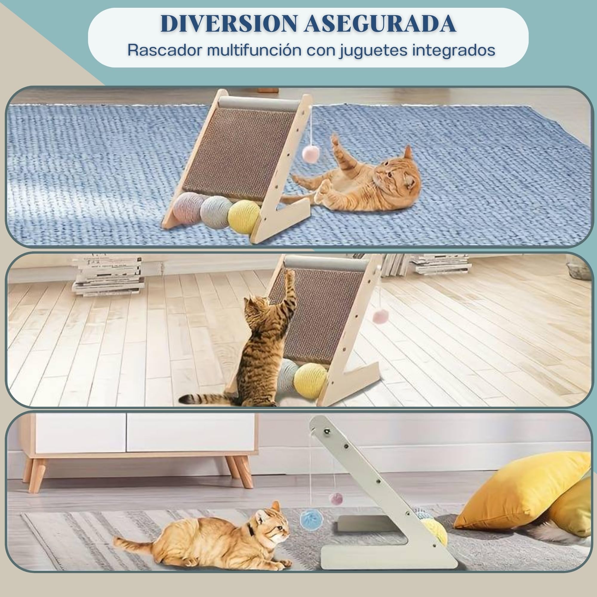 Rascador para Gatos con Cartón Corrugado y 1 Recambio Extra, Rascador Gato Inclinado, Arranhador para Gatos, Juguete para Gato y Cat Scratcher BEMANZ