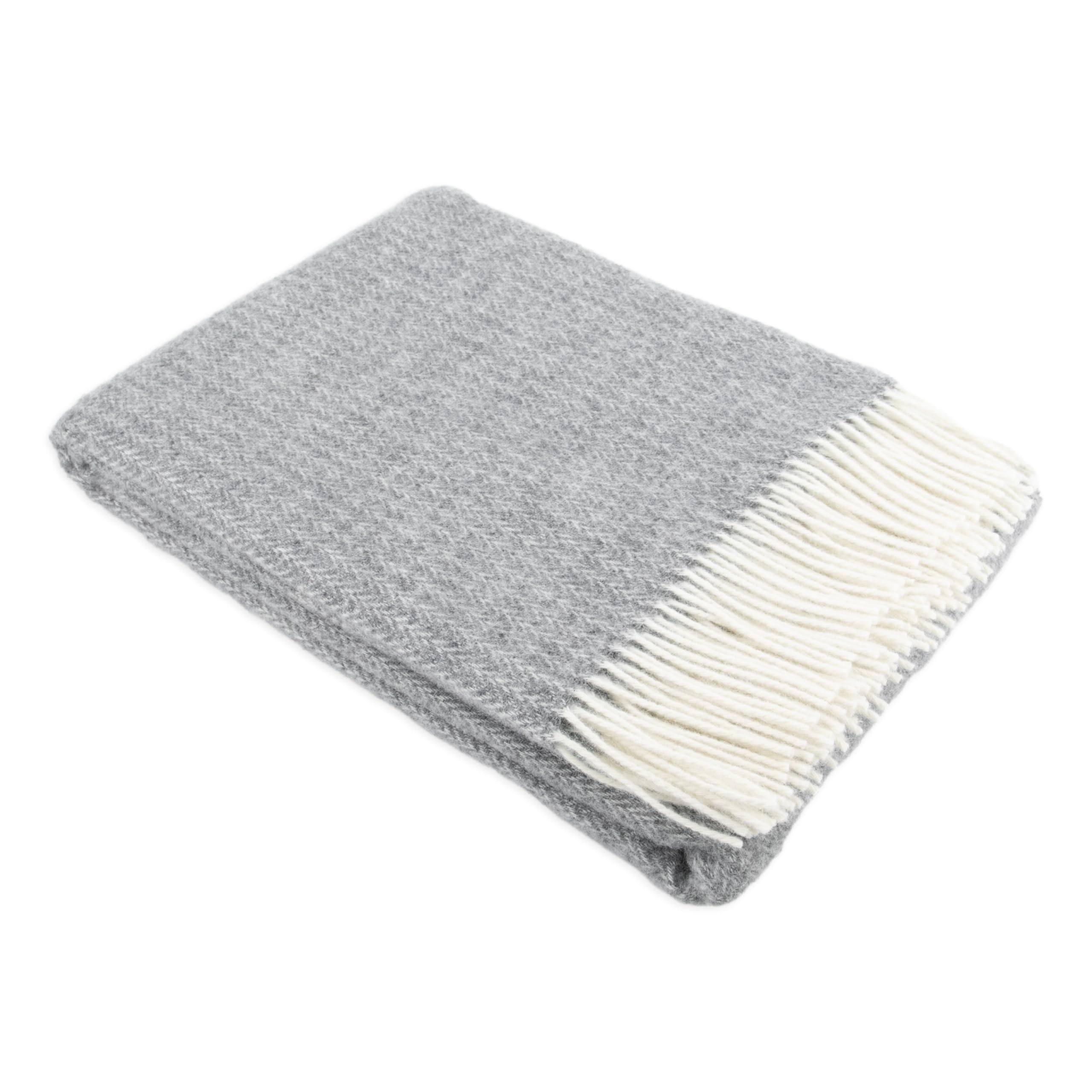 Simply Sheepskin Cable Pattern Grey Wool Blanket - Wool Blanket - Jacquard Woven - New Zealand Wool Throw 140X200 Cm