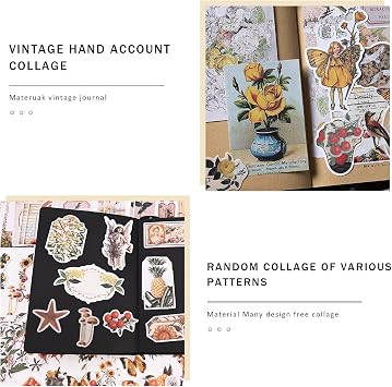 200 Pcs Vintage Scrapbooking Sticker Set,Retro Journaling Supplies Aesthetic Decorative Stationery Paper,Washi DIY Art Craft Botanical Animals Kits Collage,for Writing,Drawing,Album,Travel Journal