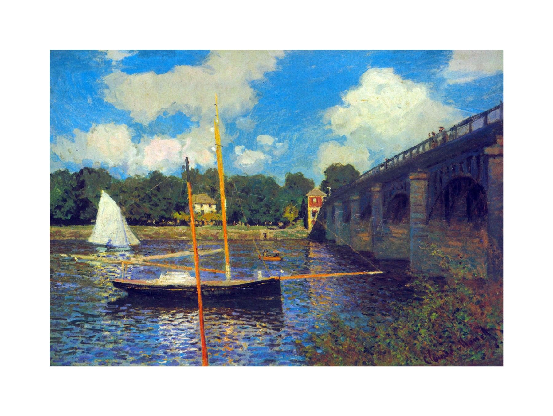 Wee Blue Coo Painting Monet Road Bridge Argenteuil Old Master Wall Art Print