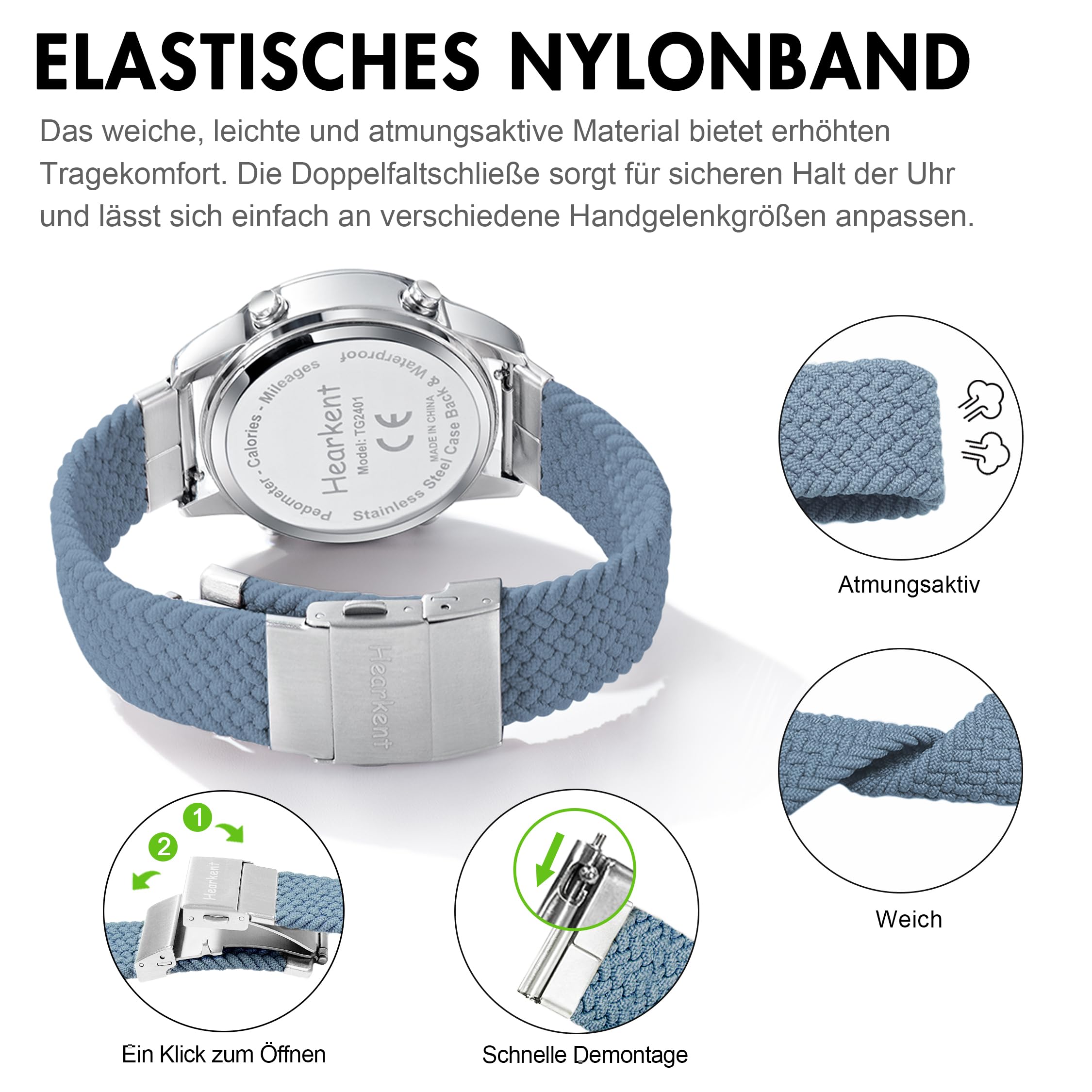 Hearkent Reloj podómetro para mujer, rastreador de fitness, reloj deportivo resistente al agua, contador de calorías, reloj de pulsera con pantalla digital grande, personas mayores, mujeres, ancianos