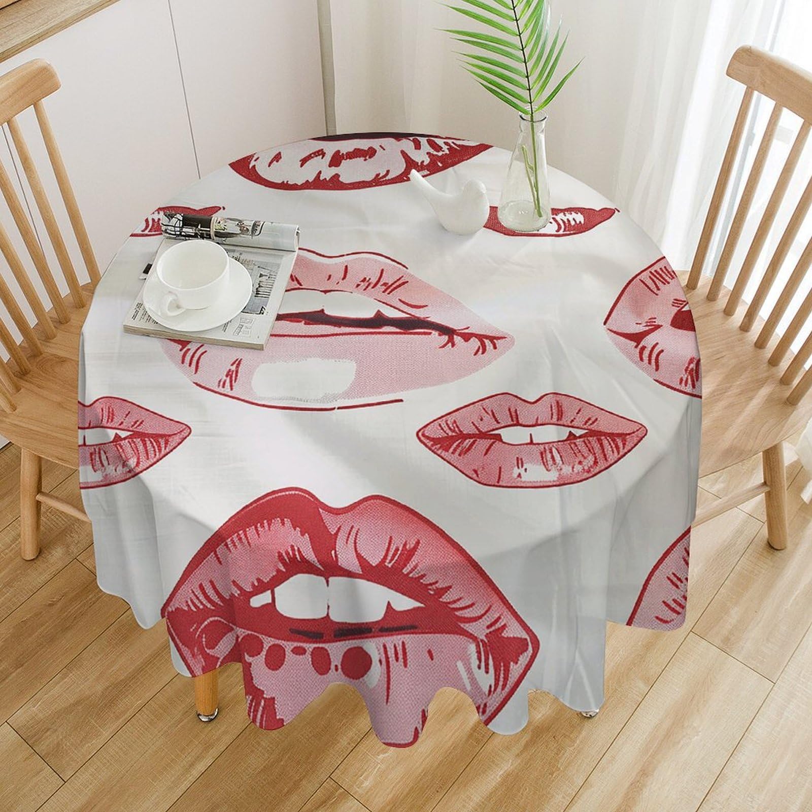 Nappe de table ronde lavable en machine pour mariage banquet et fête 152cm