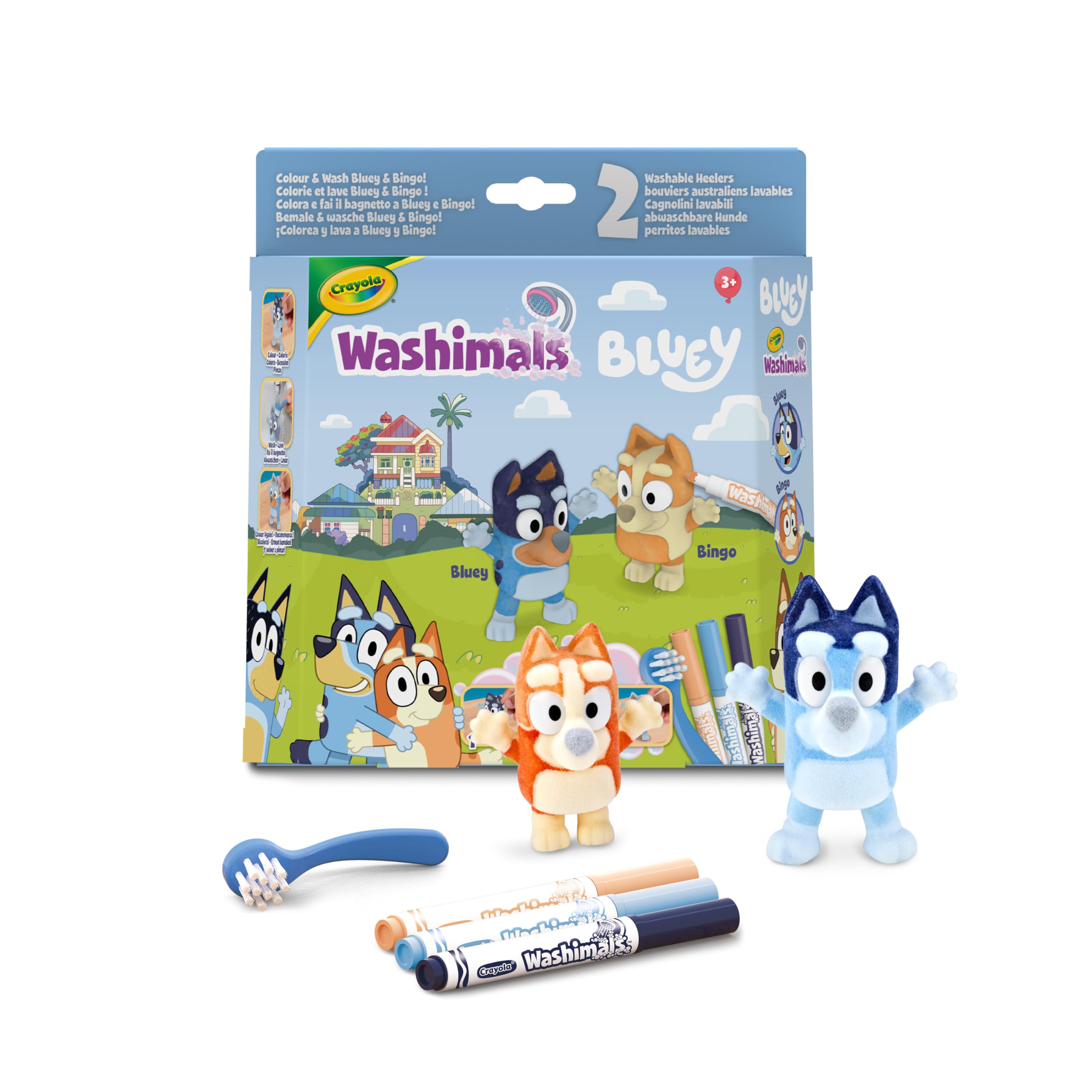CRAYOLA - Washimals Paw Patrol Kit d'activités avec 4 bébés animaux, 6 feutres lavables, 40 autocollants et brosse, jeu et cadeau pour les enfants à partir de 3 ans, 74-0290