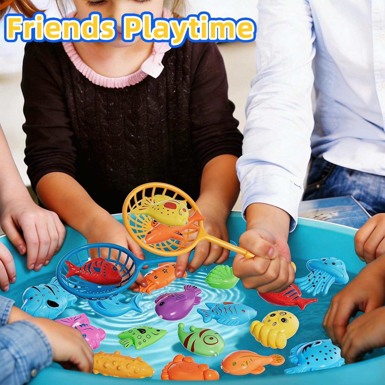 Jeu de pêche magnétique avec Poissons flottants, Jouet de Plage, baignade, Piscine pour Enfant 3 4 5 Ans, extérieur, Cadeau d'anniversaire pour Enfants 3-8 Ans
