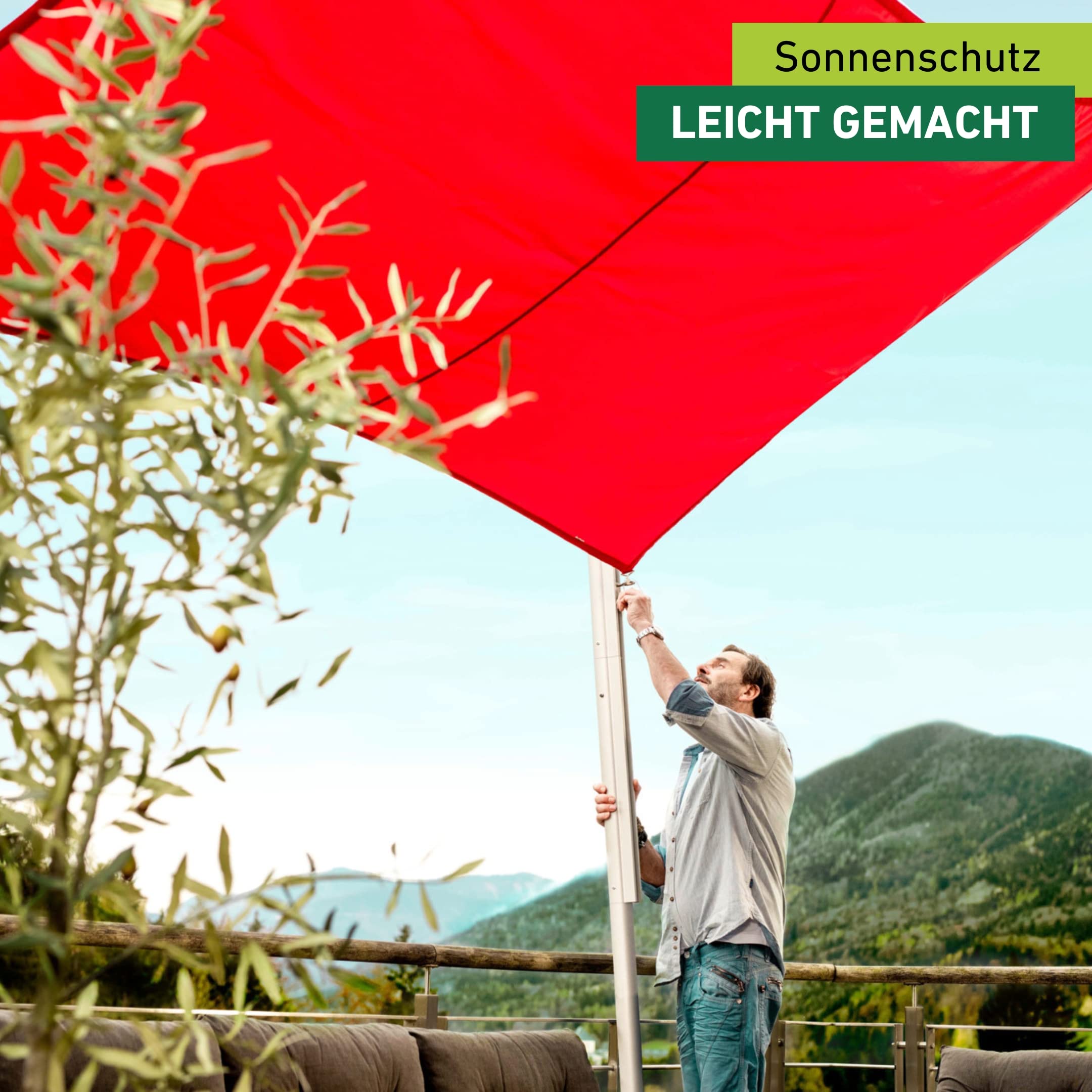 Windhager Mast für Sonnensegel, Masthöhe 242,5 cm, Silber, Aluminium, rostfrei, kleinstufig verstellbar, 10703
