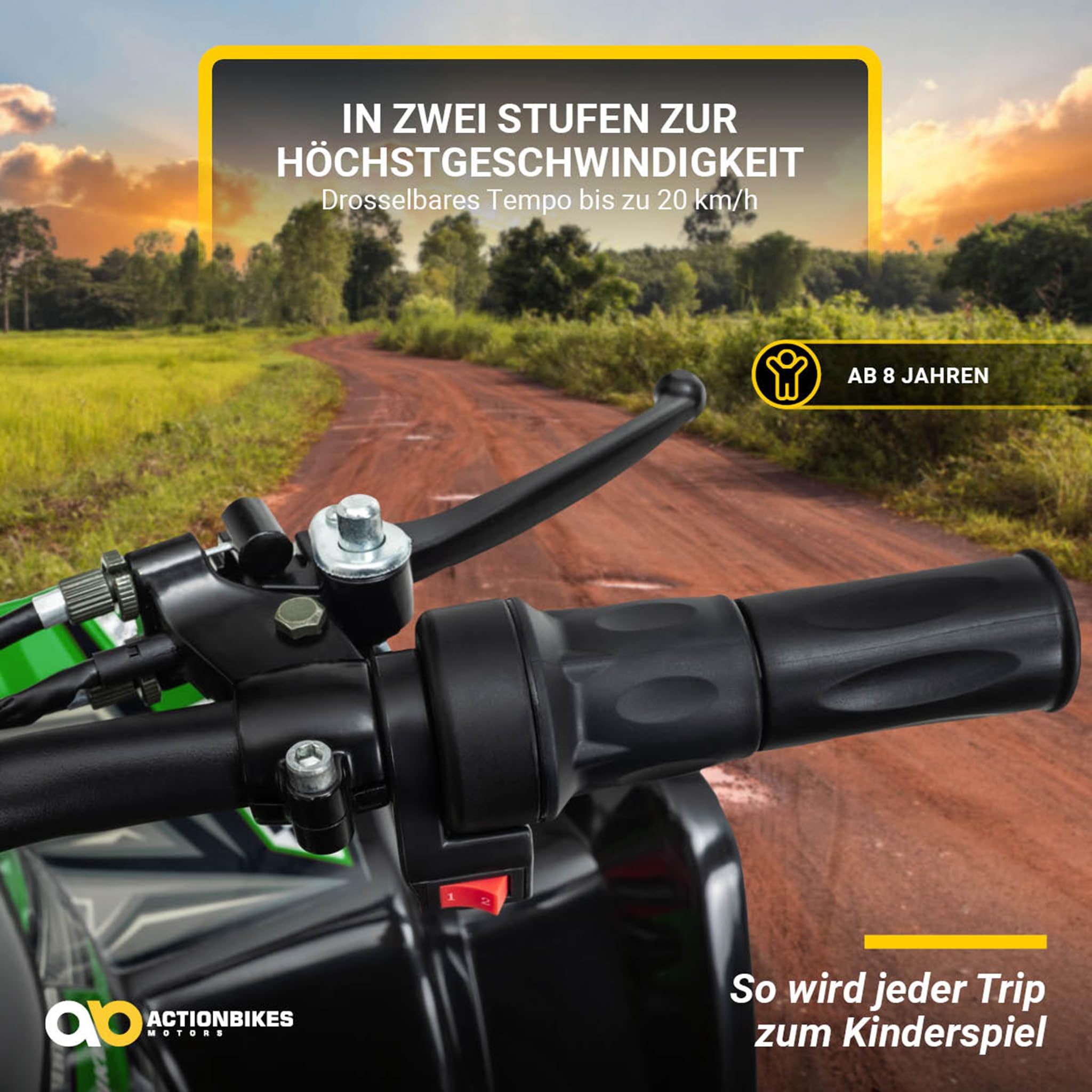 Actionbikes Motors Kinder Quad Elektro ATV S-10 | 𝟒𝟖 Volt 𝟭𝟬𝟬𝟬 Watt Motor bis 𝟐𝟬 km/h - Kinderquad - Pocket Quad - Miniquad - Scheibenbremsen - Für Kinder ab 8 Jahren (Camouflage lackiert)