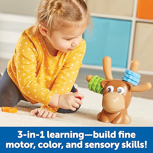 Miniatura 2 de Learning Resources Max the Fine Moose - 13 piezas, juguetes de aprendizaje para niños de 2 años en adelante, juguete de motricidad fina para niños