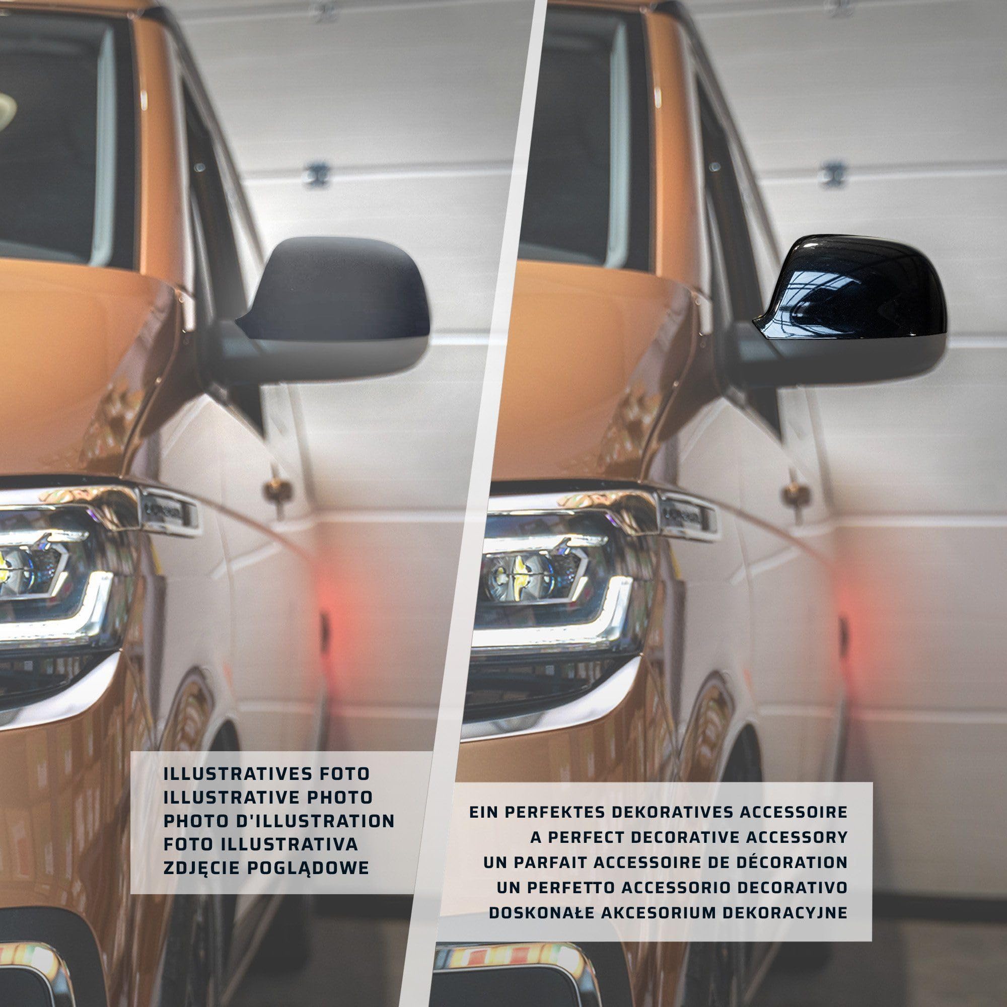 CHROMEMASTER | Calotta per Gli Specchietti Esterni Compatibile con Mercedes Vito W447 2014+ | Plastica ABS; Nero | Le Calotte Donano un Aspetto Unico All'auto e Proteggono dai Danni