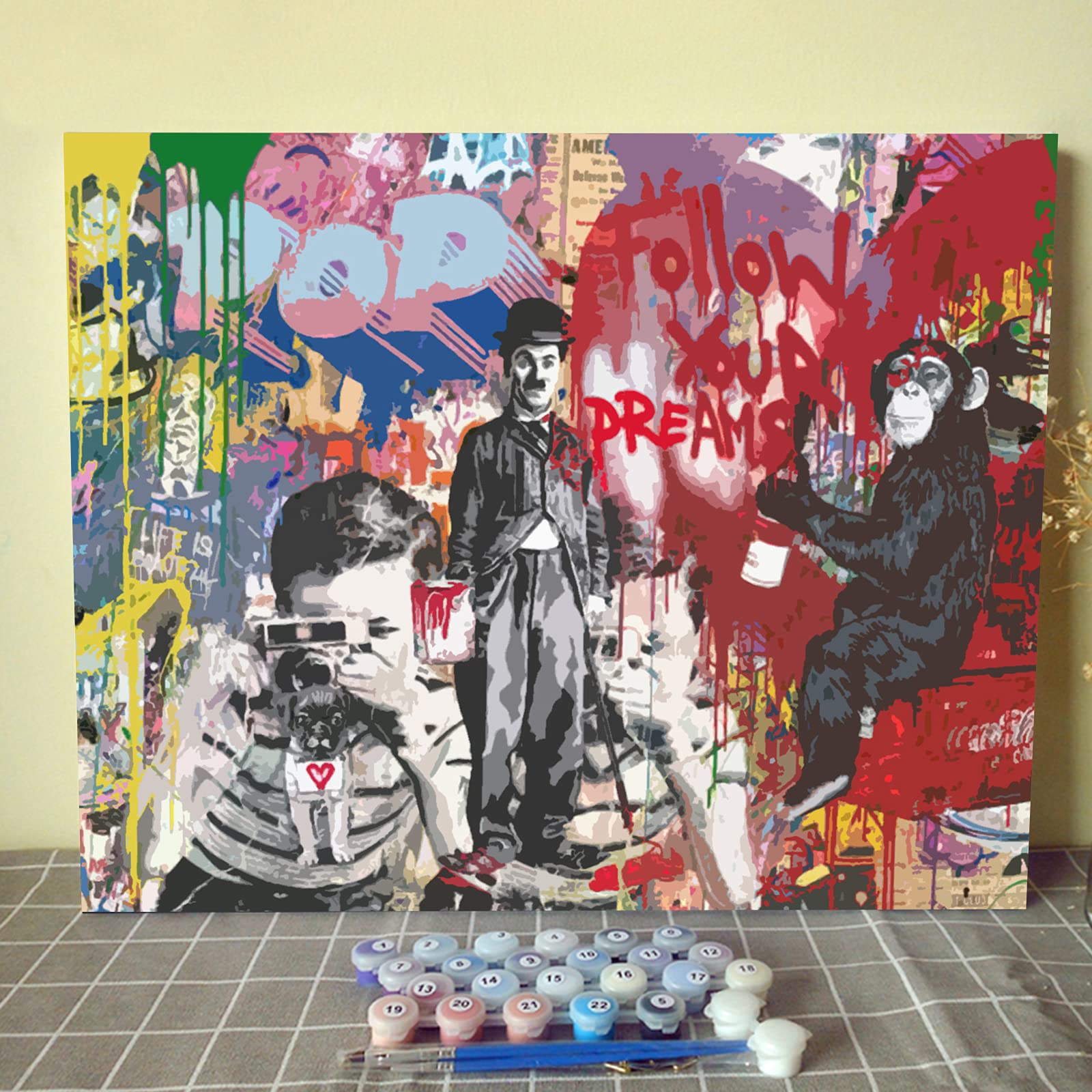 Kit Peinture Par Numéros Banksy Tucocoo - Toile 40,6x50,8 Cm Avec Pinceaux Et Peintures Acryliques Pour Adultes - 12
