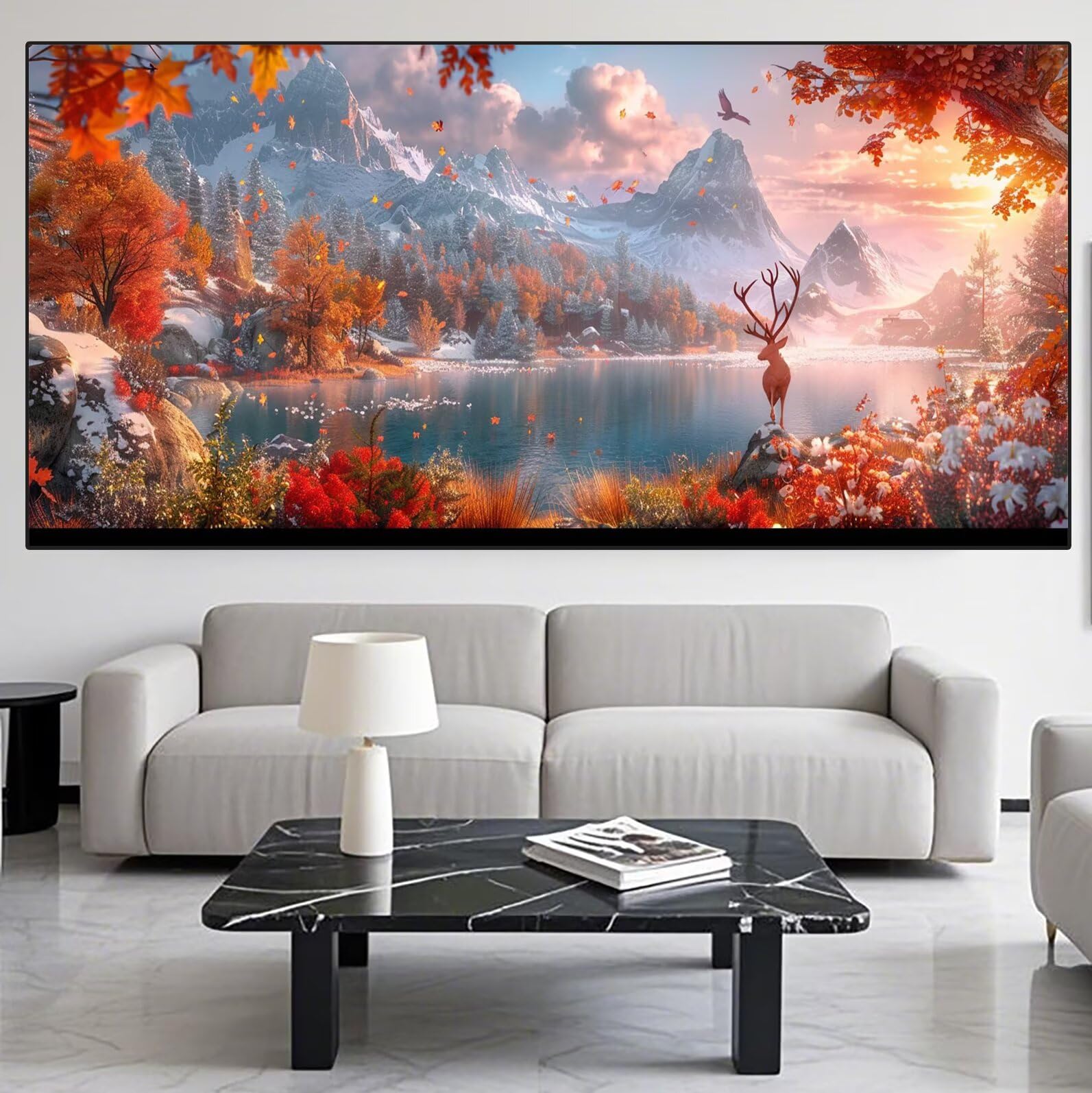Jezioro Diamond Art Deer Diamond Painting Arts and Crafts dla dorosłych, zestawy do malowania diamentami 5D, dorosłych, Crysta, haft krzyżykowy, zestaw do haftowania DIY dla początkujących, dekoracja