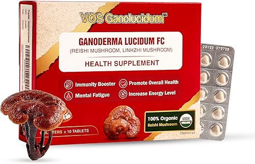 Suplementos de hongos reishi rojos para inmunidad, extracto de Ganoderma lucidum FC, hongos Reishi naturales diarios, 40 mg, 60 píldoras (10
