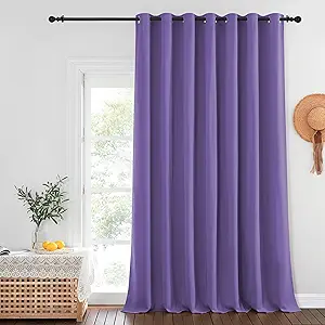 NICETOWN Patio Door Curtain Sound Blocking, Bedroom Privacy Room Divider Curtain, Thermal Insulated Blackout Closet Sliding Door Shade (1 Panel, 100" Wide x 120" Long, Lilac Purple)