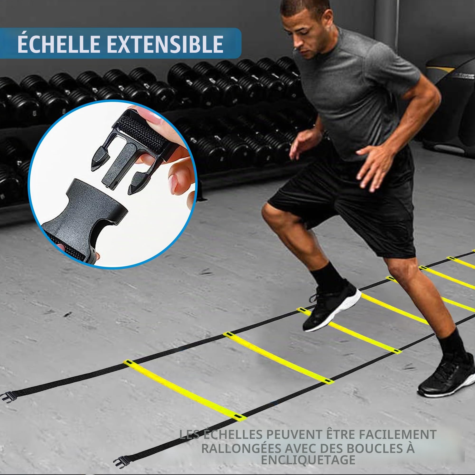 Taktifol Échelle de Coordination 4 m avec Sac I Échelle d'entraînement pour entraînement de Coordination, entraînement d'agilité, Football, Basket-Ball, Fitness