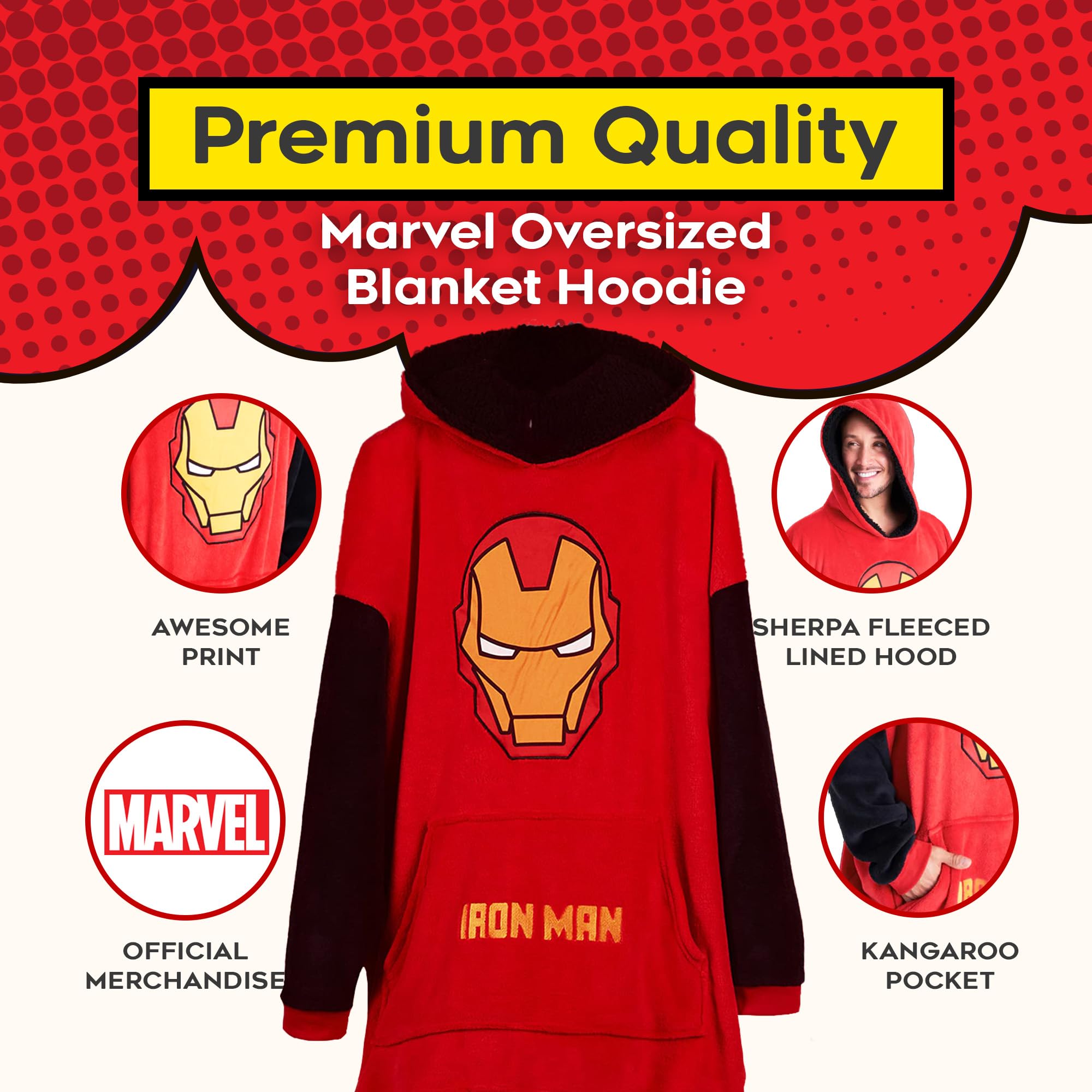 Marvel Felpa Uomo con Cappuccio Felpe Oversize Uomo in Pile Supereroi Avengers Captain America