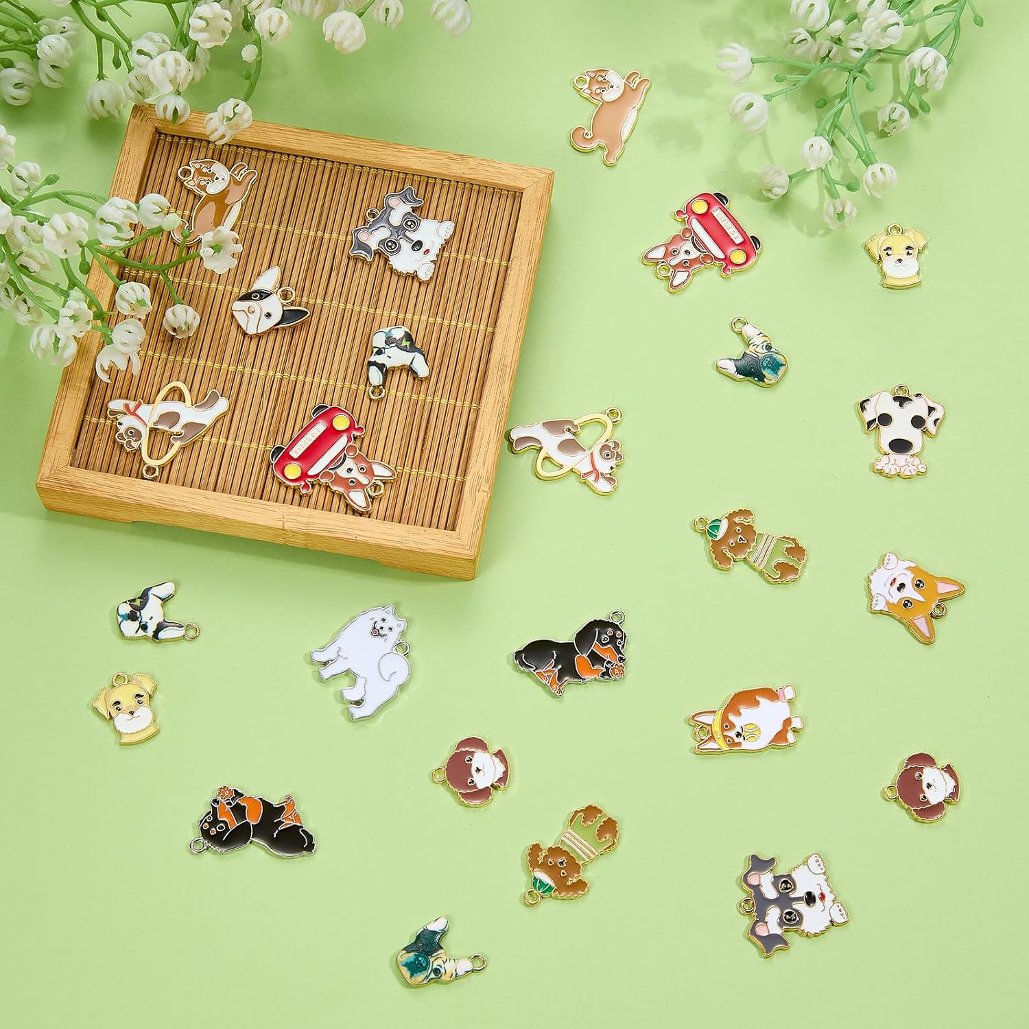 30 Pcs 15 Style Metal Animal Dog Charms for Jewelry Making Bulk Cute Assorted Enamel Charms Pendants for Keychain Earrings Necklaces Bracelets DIY Supplies - Image 3