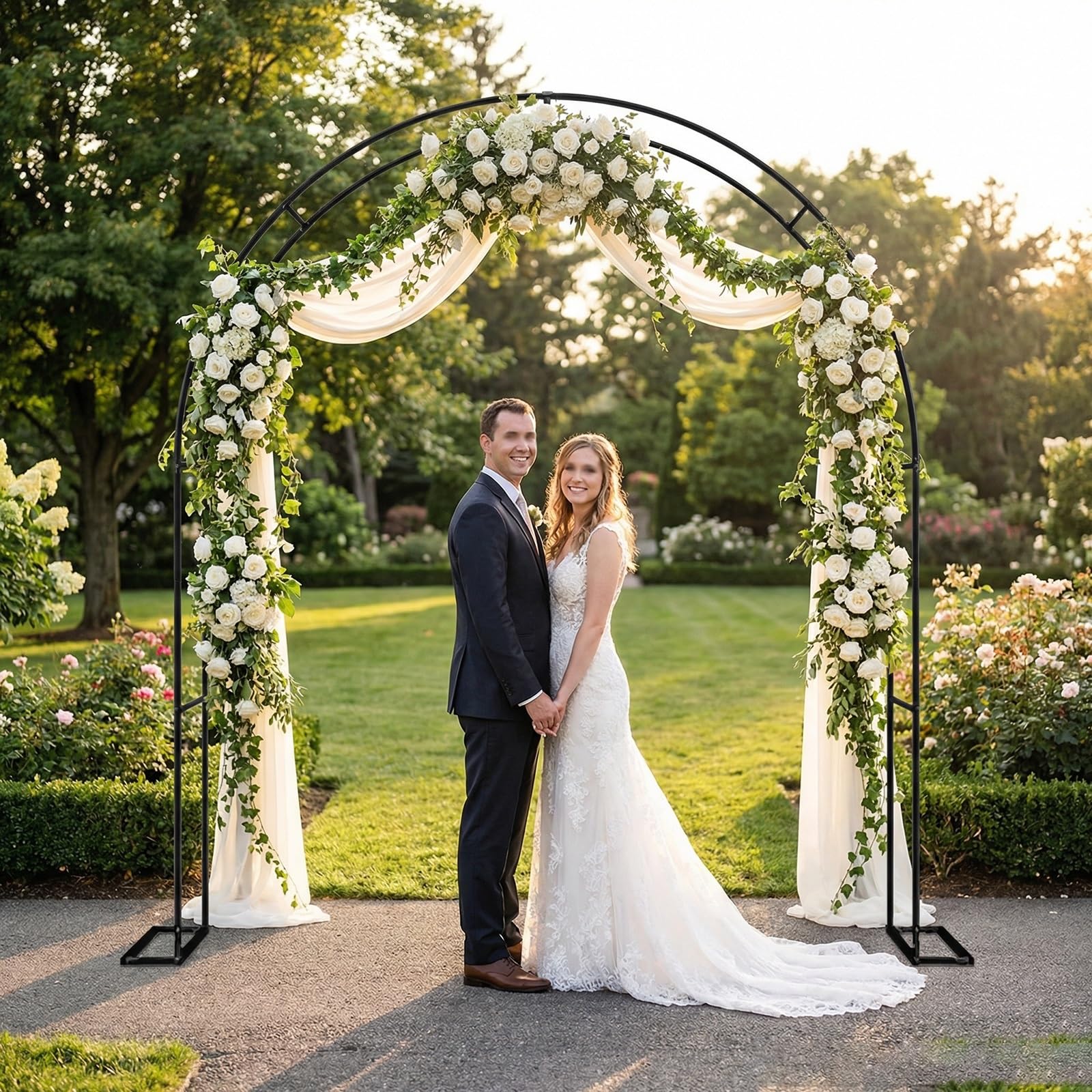 Metall Gartenbogen Rankhilfe wetterbeständig Blumenbogen Torbogen für Garten Hochzeit Dekoration