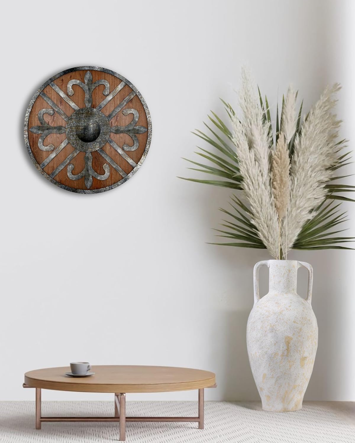 UPWOIGH 20.5in Tall Large Vintage Handles Ceramic Floor Vase, Antique White Pottery with Beige Speckles and Distressed Black Markings, Rustic Farmhouse Living Room or Bedroom Decor, Ideal Gift 1 Pack - Image 2