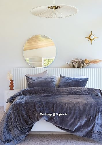 Miniatura 4 de Sophia Art - Juego de cama de terciopelo de rayón de 3 piezas, estilo bohemio, funda de edredón de un solo color, funda de colcha (gris, tamaño
