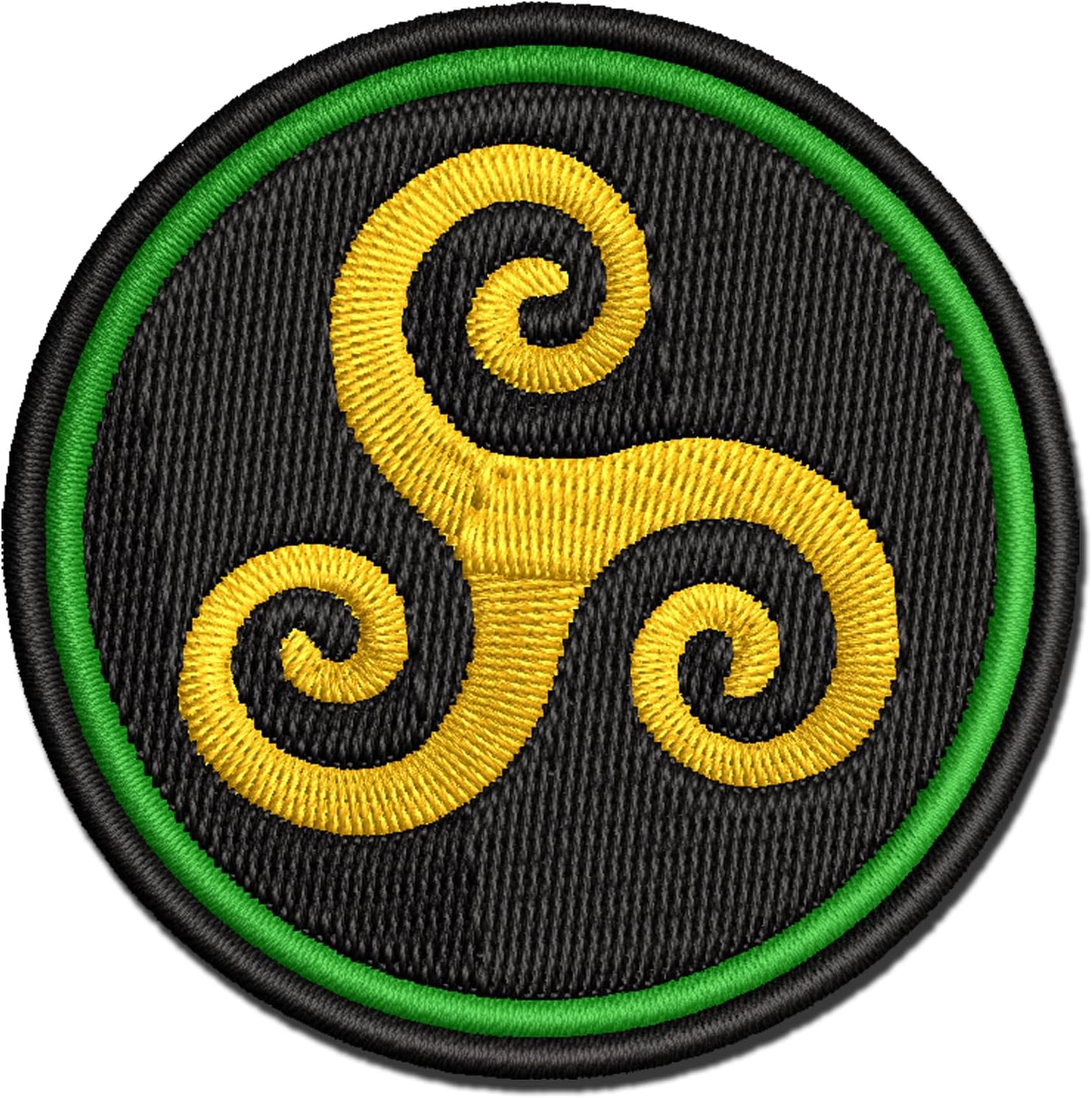 Triskele Triskelion Triple Spiral Celtic Symbol Multi-Color Embroidered Iron-On Patch Applique - Large 3.5 Inch