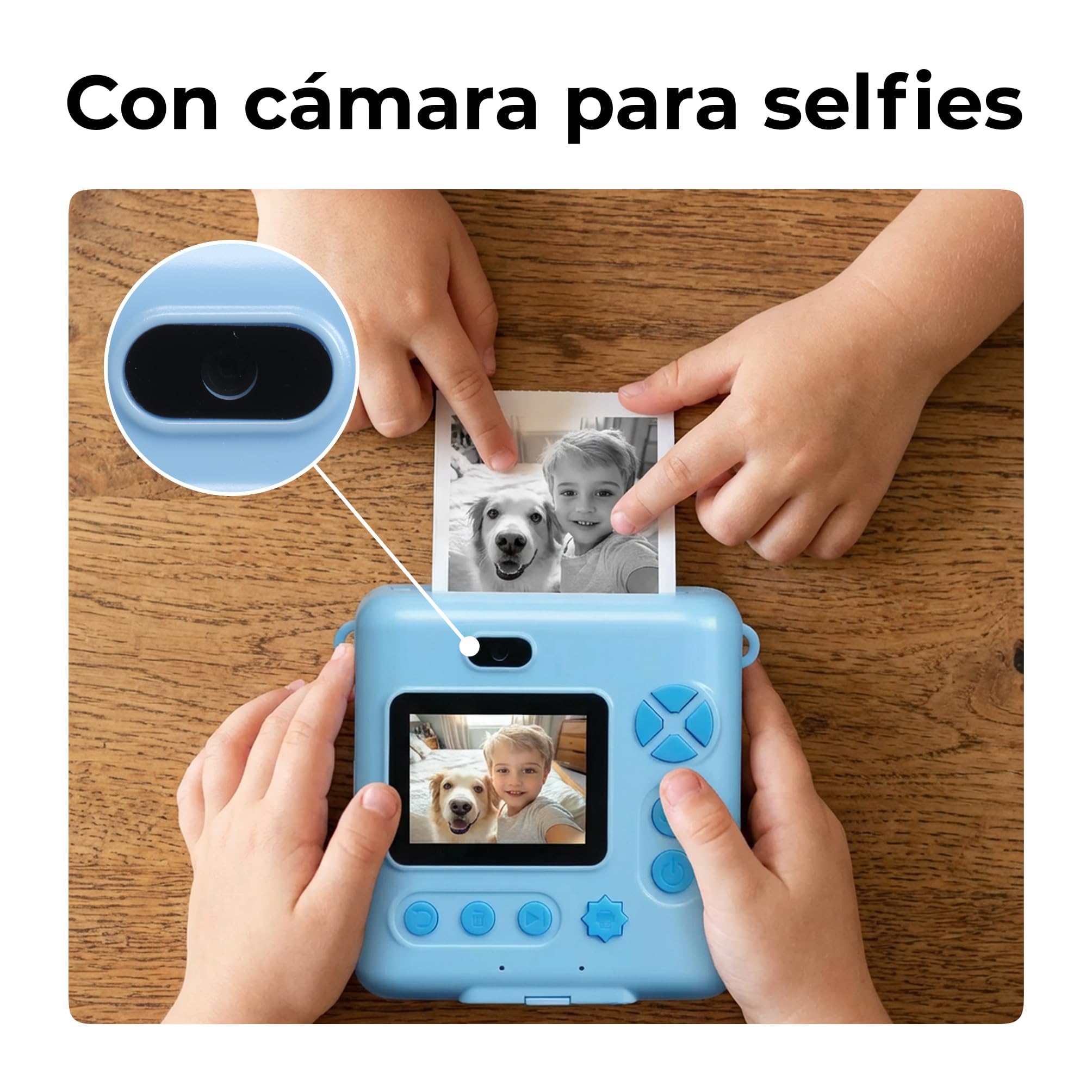 Denver KPC-1363 Cámara Infantil con impresión térmica Azul, Pantalla 2”, vídeo 1080p, Fotos 20 MP, 3 Rollos incluidos