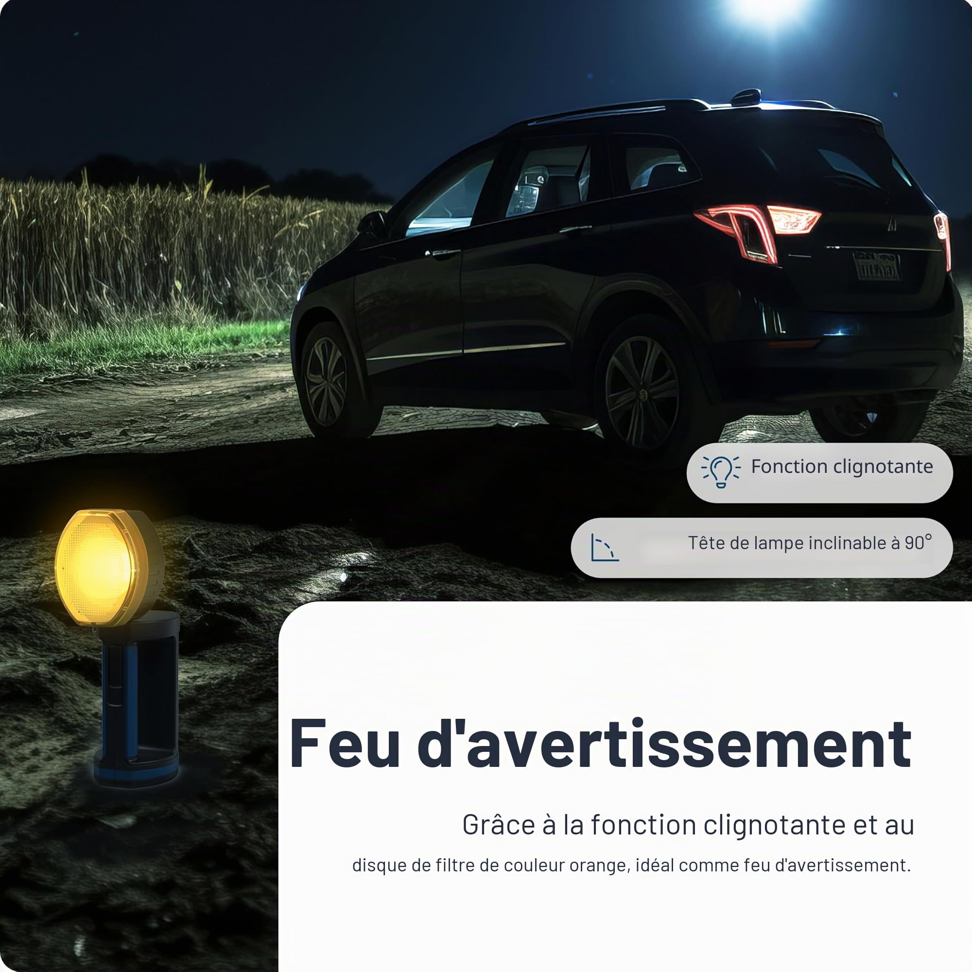 ANSMANN Baladeuse LED rechargeable avec accumulateur 5200 mAh (1 pce) – Lampe torche ultra puissante aux trois modes d'éclairage – Lampe baladeuse pour la maison, le garage, l'atelier, etc.