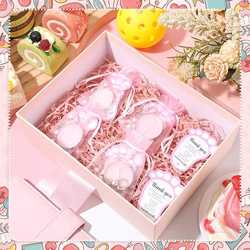 Miniatura 4 de 50 juegos de regalos de baby shower para invitados, incluyendo 50 velas de té sin perfume, 50 llaveros de ángel, 50 bolsas de regalo, 50 tarjetas de