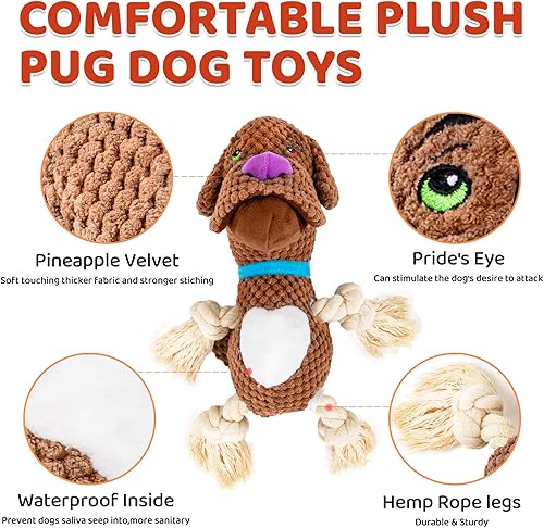 Miniatura 3 de LITTLE GUY Juguete chirriante para perro, juguete masticable de animales de peluche, juguete masticable chirriante para cachorros, juguete de cuerda