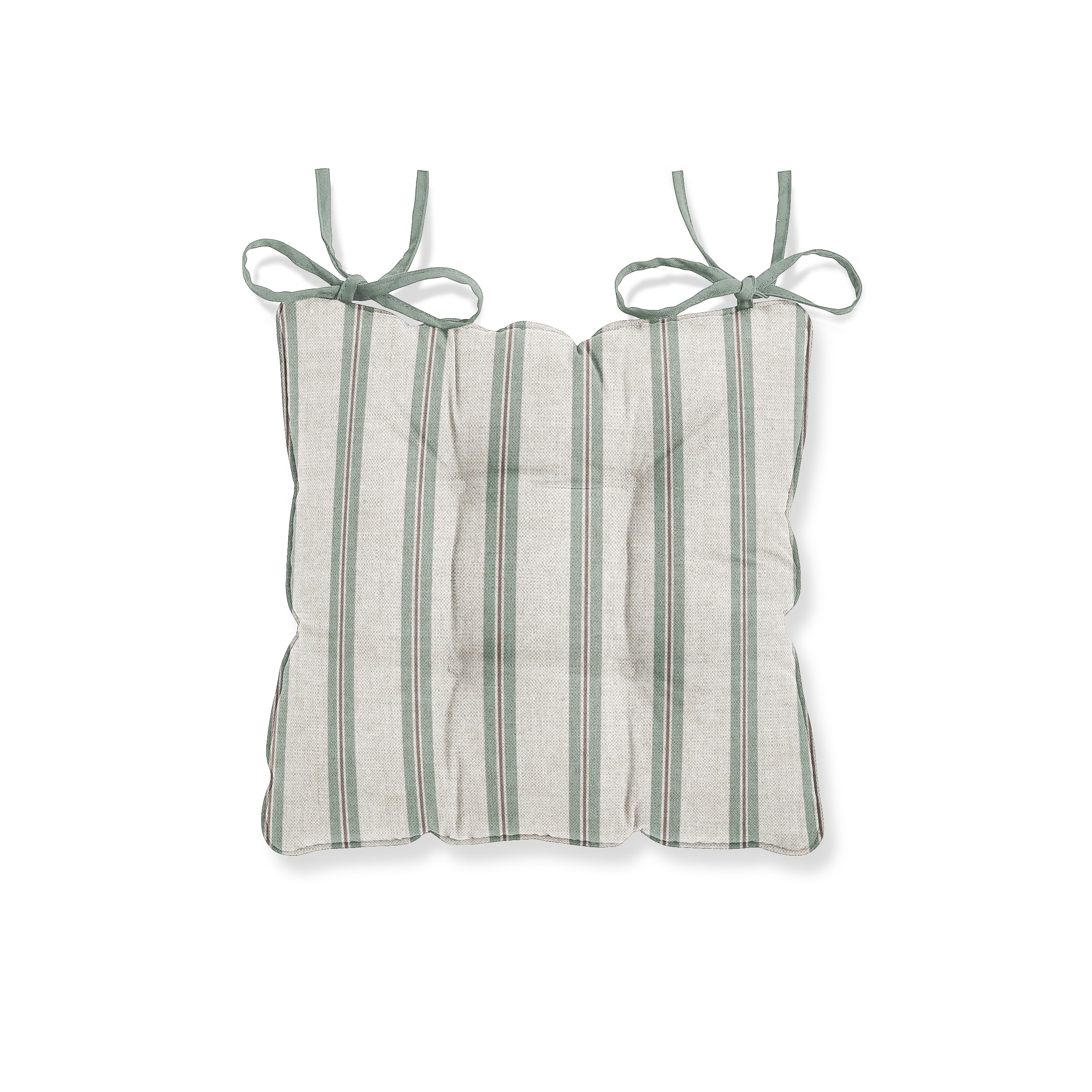 Harrison Cropper Seat Pads for Dining Chair Winterfell Ticking Stripe Chair Pads with Straps, Set of 2 (Duck Egg)