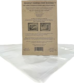 Regency Wraps Baking Dish Buddies, 14.5" X 19" pack of 6 Non-Stick Liners For Mess-Free Casseroles Dishes, Baking Sheets, glass and metal baking pans, Clear