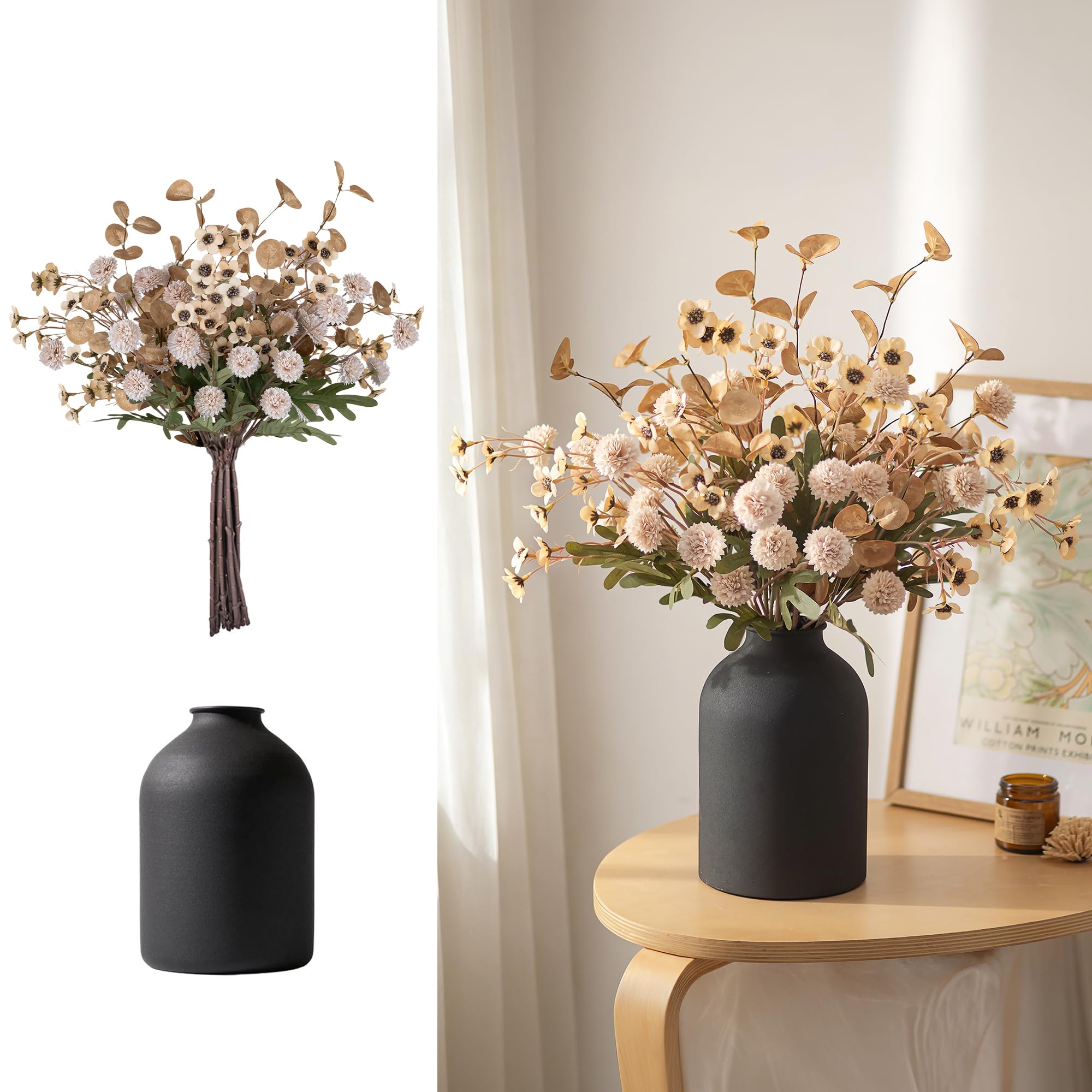 BLOSMON Beige Faux Flowers in Vase