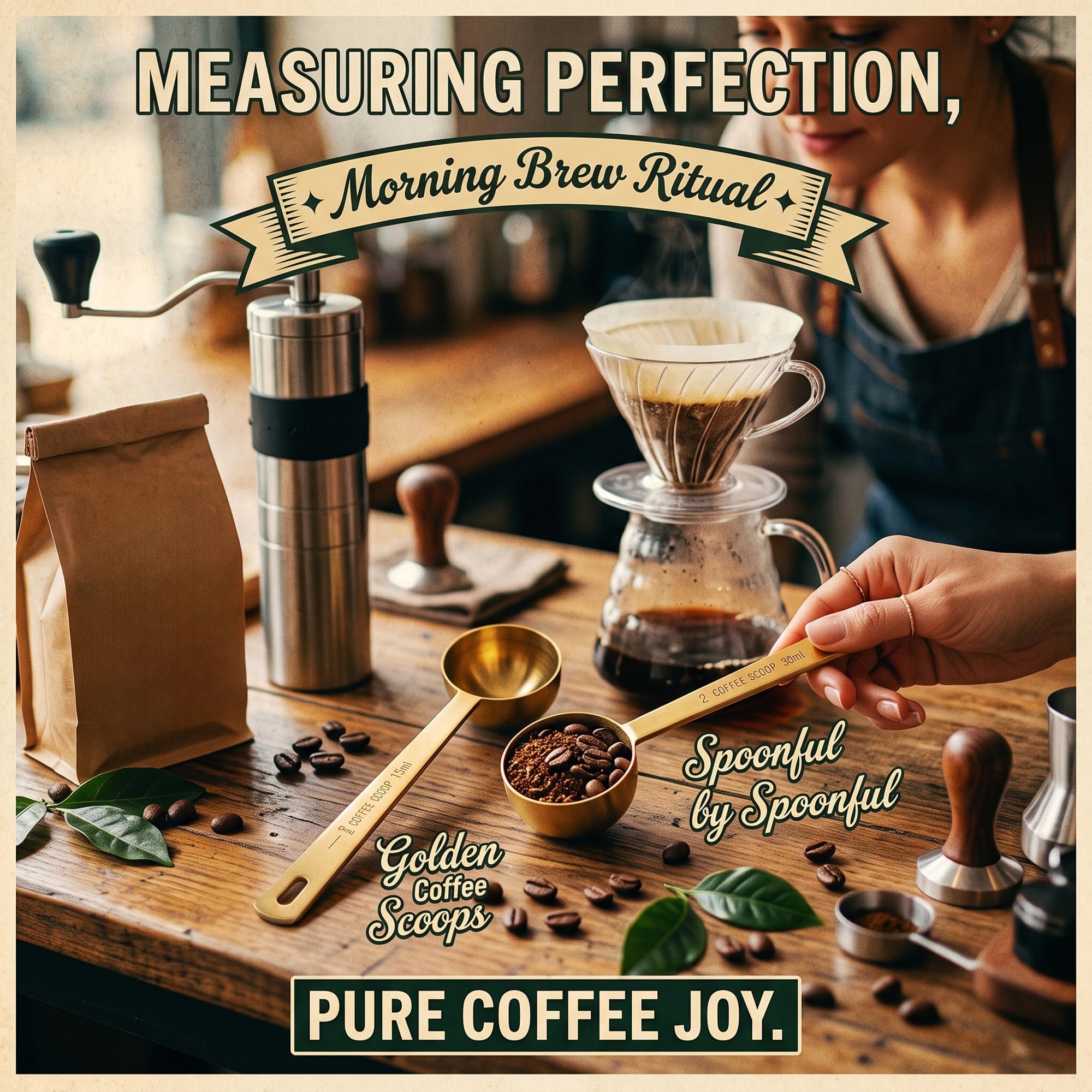 Gold Stainless Steel Coffee Scoops - 2 Pack -9