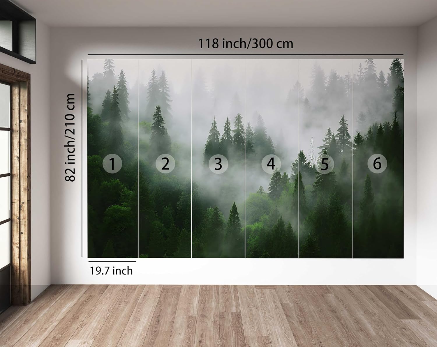 Floral Forest Wall Murals Peel and Stick Forest murals Removable Waterproof Large Wallpaper for Living Room Bedroom (Color-3, 118×82 inch)