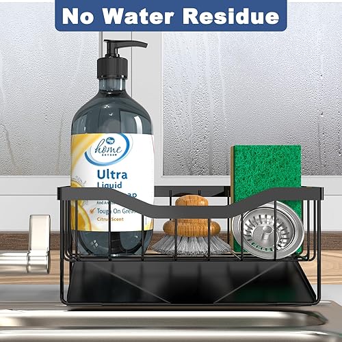 Miniatura 7 de Soporte de esponja para fregadero de cocina con bandeja de drenaje automático, organizador de fregadero de cocina, organizador de cocina,