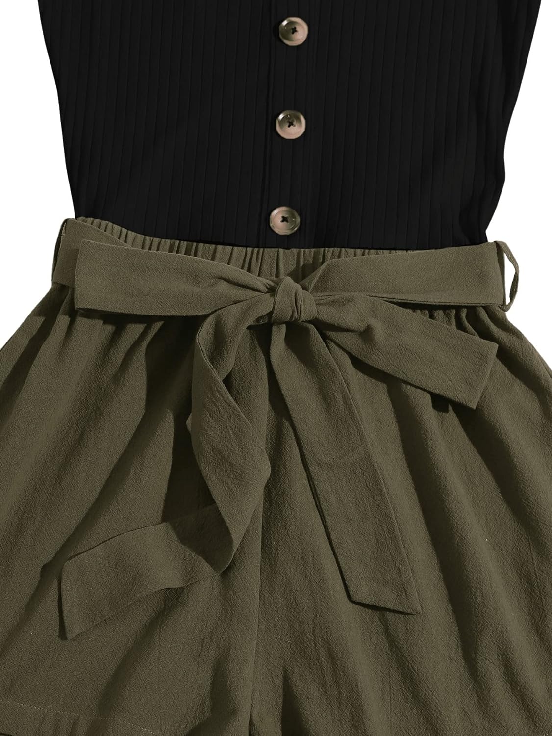 SweatyRocks Women's Sleeveless Cami Romper Colorblock Short Jumpsuit with Belt - Image 5