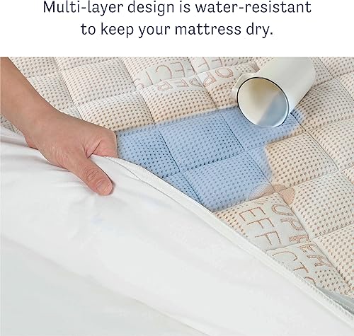 Miniatura 5 de All-In-One Protector de colchón higiénico ajustable de cobre resistente al agua, tamaño matrimonial, color blanco