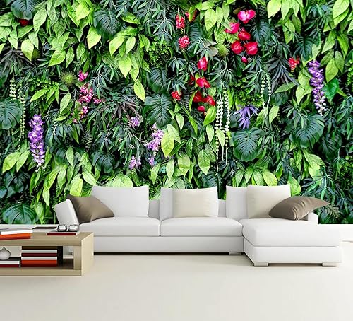 Papel tapiz de hojas tropicales, hojas botánicas verdes, decoración floral para dormitorio, sala de estar, jardín (no se puede despegar ni pegar)