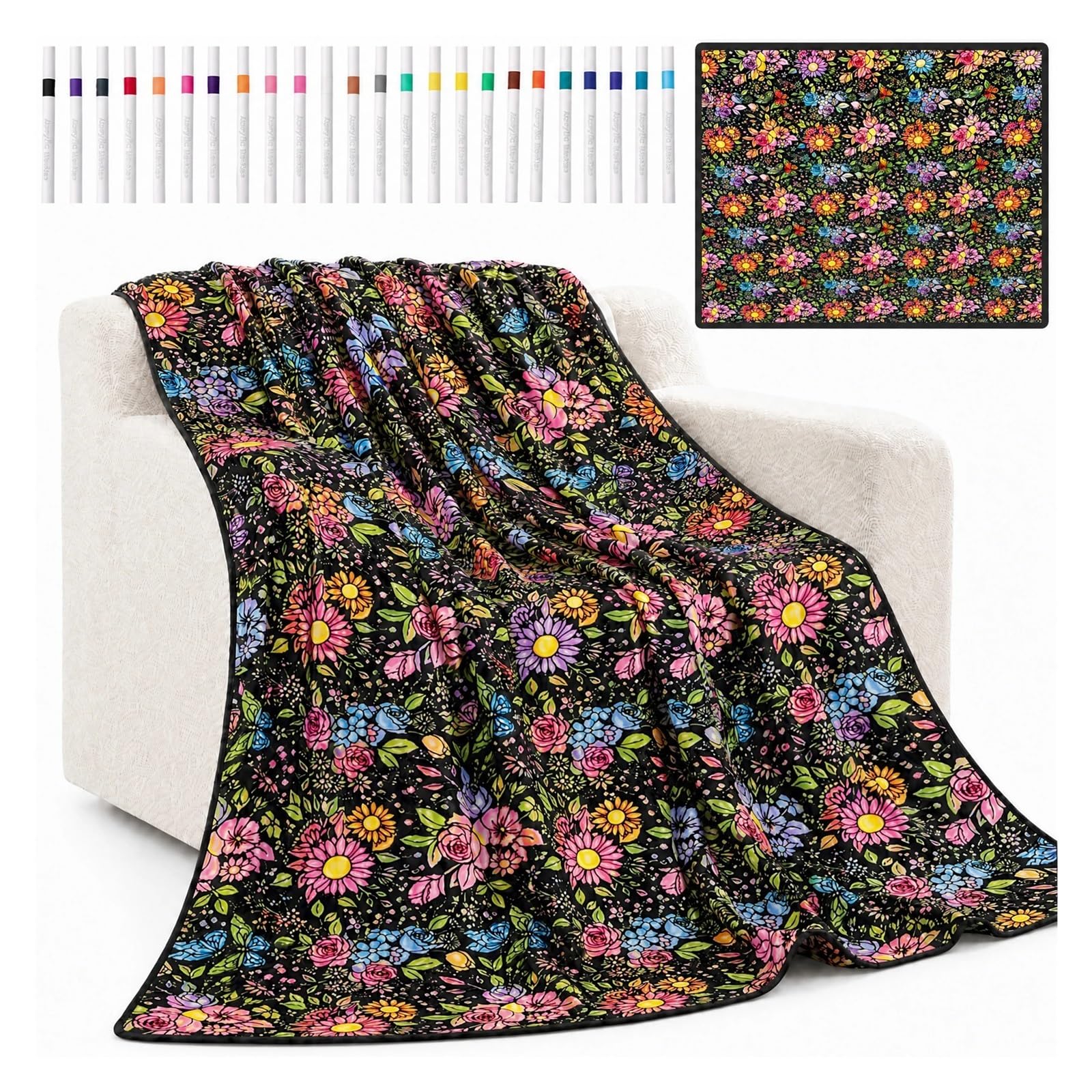 coperta da colorare Coperta da colorare fai te Personalizzazione modello(Flowers)