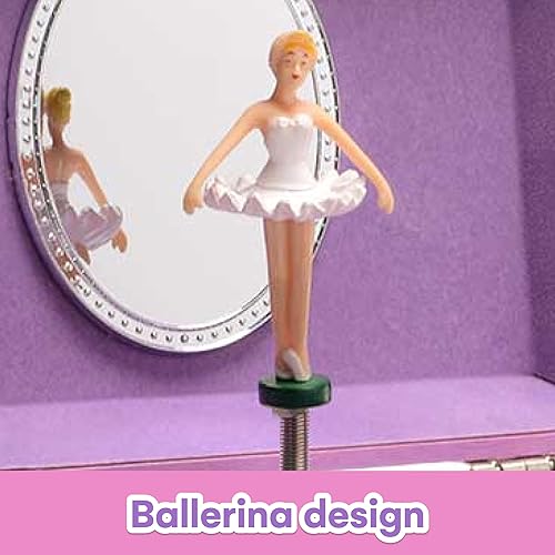 Vista 6 de Jewelkeeper Caja de almacenamiento de joyería musical para niña, diseño de bailarina encantada, cisne Lake Tune