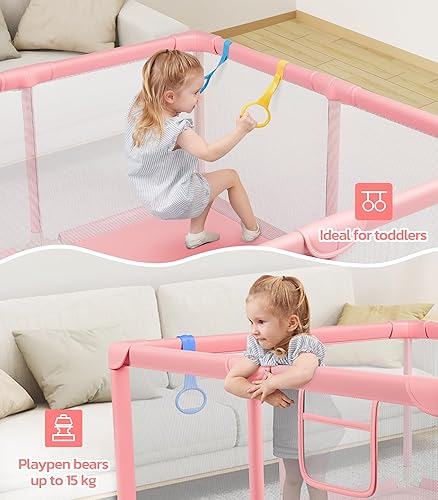 Miniatura 5 de Dripex Corralito para bebés, corralito pequeño de 52 x 52 pulgadas para bebés, patio de juegos de seguridad mejorada para interiores y exteriores,