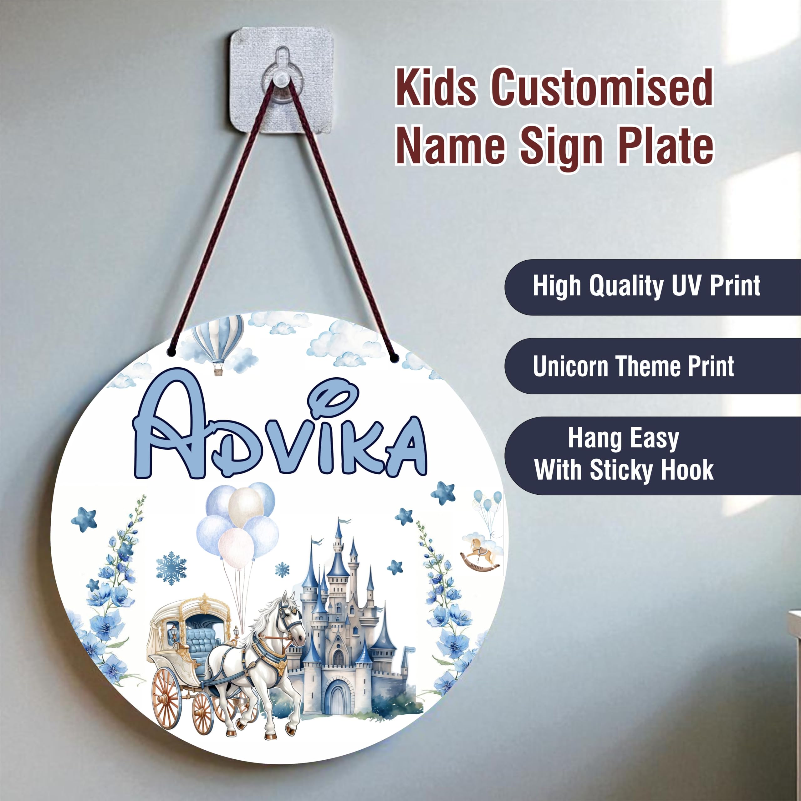 Goodi Cart Personalised Kids Name Plate for Door | Customised Baby Girl Name Sign Board | Princess Theme Kids Room Decor | Nursery Door Name Plate | Birthday Return Gift for Kids | Baby Room Decoration — Amazon image 2