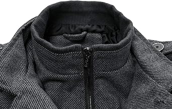 wantdo Men's Wool Blend Jacket Stand Collar Windproof Pea Coat