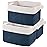 OIAHOMY Storage Baskets - Woven Cotton Rope Baskets for Shelves, Toy Towel Organizer Bins, Pack of 3, Blue & White