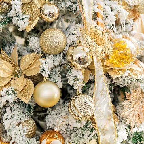 Miniatura 104 de XmasExp Juego de 24 mini esferas de Navidad inastillables para bolas de árbol de Navidad de 1.181 in/1.18 pulgadas (oro rosa)