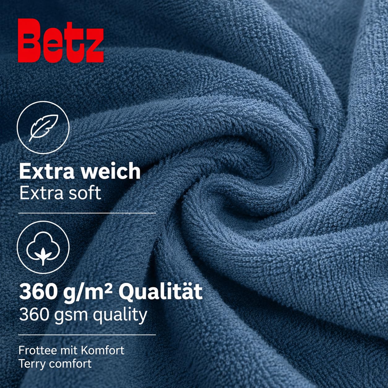 Betz Drap de Bain XXL 100x200 cm – 1 pièce – pour Sauna et Plage en 100% Coton, 360 g/m² - Absorbant et Doux – Grande Serviette avec Attache Serviette – série Berlin - Couleur Bleu Pigeon