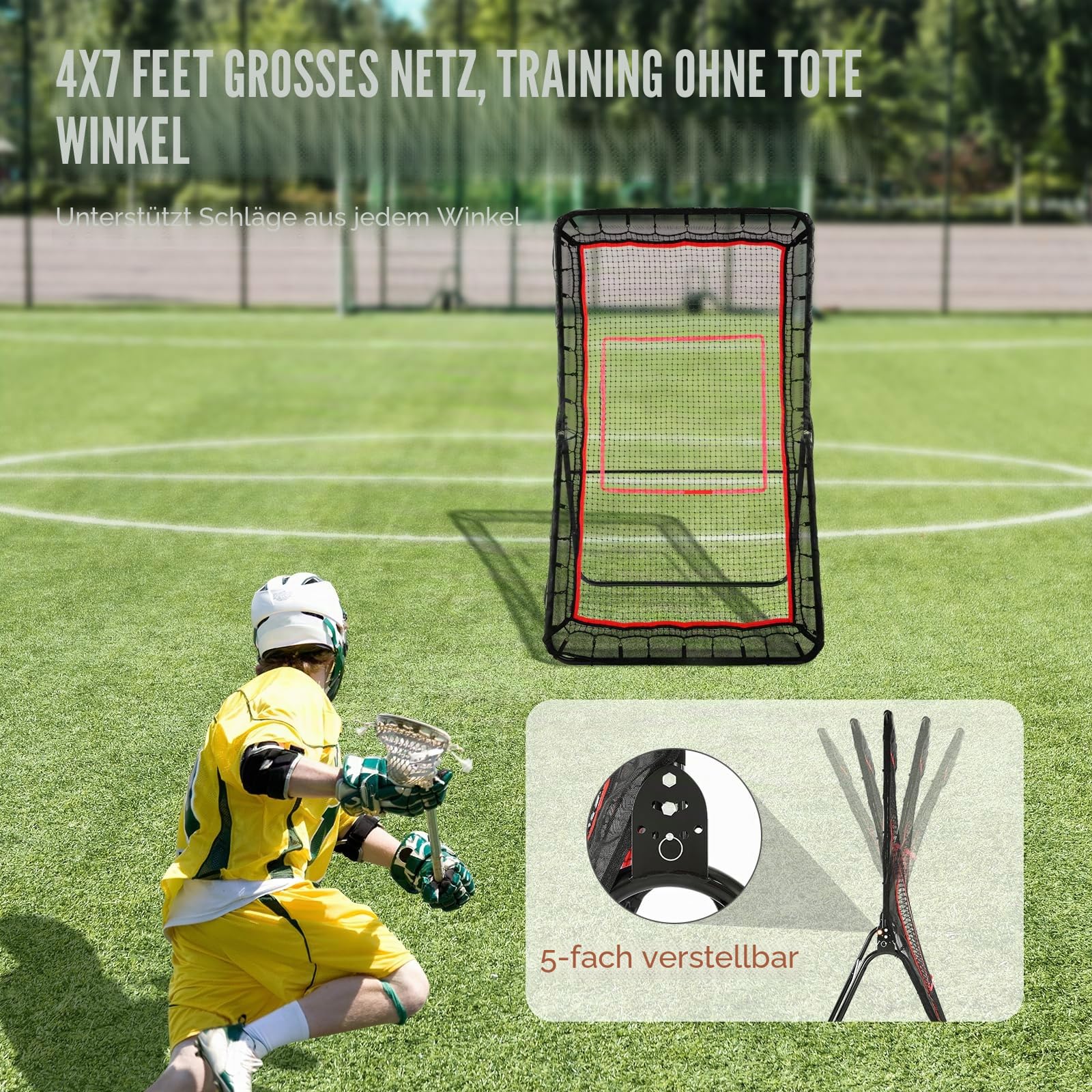 VEVOR Lacrosse Rebounder für Hinterhof, Volleyball-Rückprallnetz, Pitchback-Throwback-Baseball-Softball-Rückkehr-Trainingsbildschirm, verstellbarer Winkel, Schießübung, Trainingswand mit Ziel