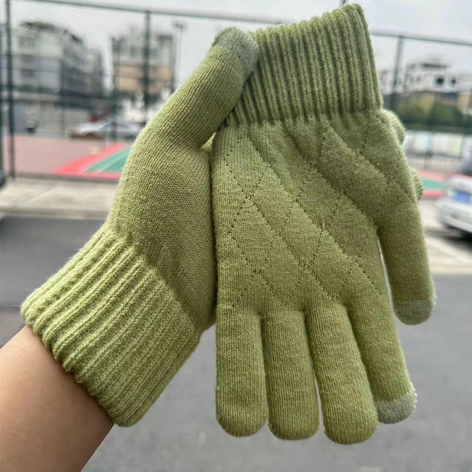 Guantes de Invierno para Mujer con Pantalla táctil, Forro Suave y puños elásticos para Mayor Comodidad y Calidez (Verde A)