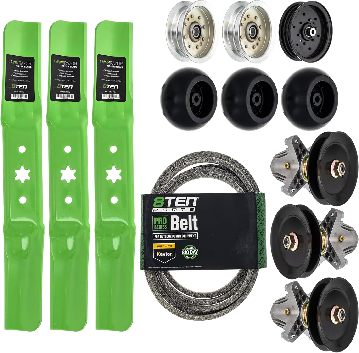 8TEN Mower Deck Kit for Cub Cadet 54 inch ZT1 ZT2 54 FAB Ultima Troy-Bilt Mustang Z54 Blade Belt Spindle Idler Wheels