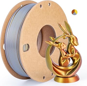 Silk Tricolor PLA+ 3D Printer Filament 1.75mm No Tangle, Neatly Wound Filament Net Weight 250g Spool, PLA Pro Plus, Gold & Silver & Copper